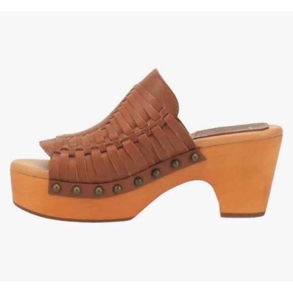 dingo Shoes - Dingo Dreamweaver Heeled Slide Clog Brown Size 6 NEW